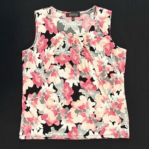 Kasper Women's Floral Sleeveless Blouse - Pink, White, and Gray
